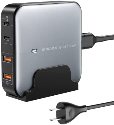 Momax USB C stanica za punjenje, 100w gan USB C Punjač sa 6.56 ft kablom, brzo USB C PD čvorište punjača sa 2USB-C, 2usb-a, PPS, QC, stona stanica za punjenje iPhone14/13/12, MacBook Pro/Air, Laptop, itd