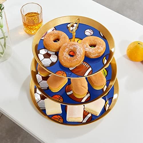 3 slojevljena stalka za desert Cupcake Voće ploča Plastična služba za prikaz za prikaz za vjenčanje za rođendan Baby Tuš Čaj ukrasi okrugli, kuglice