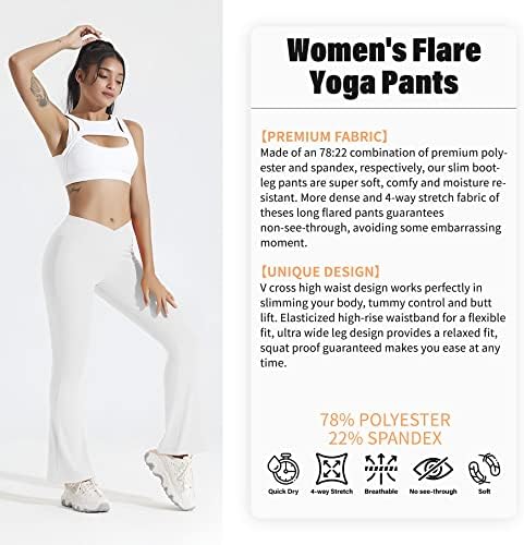 Cheereace ženske casual joga hlače v crossover visokog struka Flarne Workout Hlače