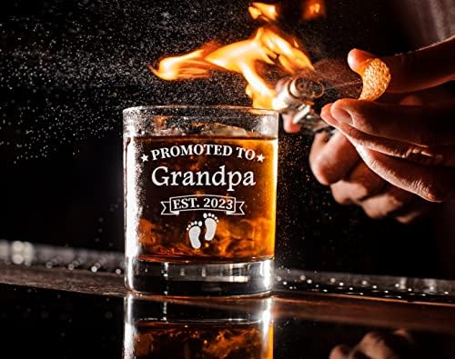 CARVELITA promovisana u dedu est 2023 Whisky Glass - 11oz Old Fashioned Bourbon Rocks Glass-prvi put pokloni baka i djedova-najava bake i djeda-Novi djedovi i djedovi prvi put, tata biti
