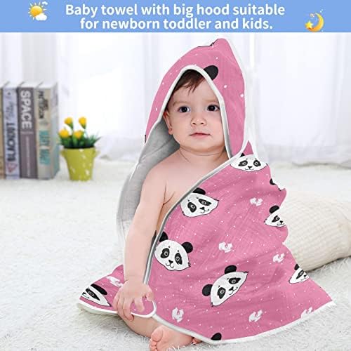 VVFelixl baby ručnik sa kapuljačom Panda medvjed upijaju ručnike za bebe Pamučni mekani ručnik za kupanje za novorođenčad, toddler 30x30in polka tački ružičasta