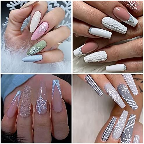 Snowflakes naljepnice za umjetnost noktiju bijele Božićne naljepnice za nokte svjetlucave Irvas dizajn noktiju 3D samoljepljive zimske naljepnice za nokte za žene djevojčice DIY dekoracija noktiju 4Sheets