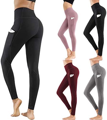RUIVE Yoga Capri za ženske tajice visokog struka rastezljivi džepovi za fitnes vježbe obične hlače