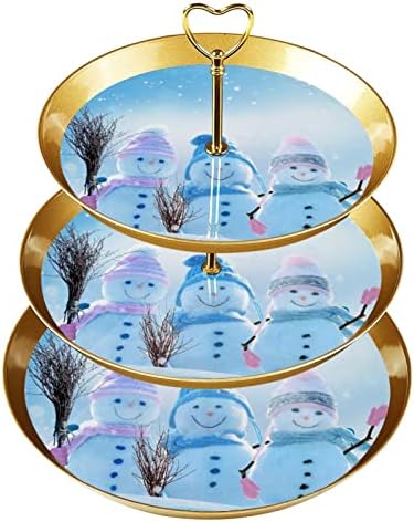 3 TOER CUPCAKE štand Cupcake Tower prikaz Cupcake držač za držač desertnog drveća za zabave Događaji Dekor, Snjegović Božić Sretna Nova godina