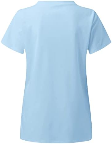 Stretnje košulje za žene Ženske žene Plus veličine Top V izrez Džepovi kratkih rukava Print majica Majice za