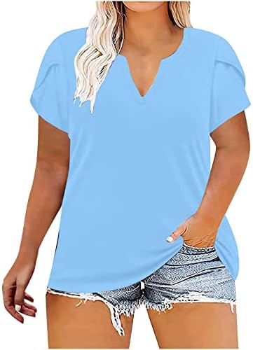 Plus size Tops ženske košulje Dressy Casual latica rukav V izrez Tees ljetni trendi štampani vrhovi udobna labava bluza