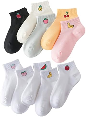 JoyLife Fruit vezene čarape za gležnjeve smiješne čarape niske reza za žene, dame, djevojke, 10 pakovanja