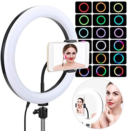 ZRQYHN 10 26cm LED prstenasto svjetlo RGB svjetlo za punjenje, 360 stepeni u punoj boji, s daljinskim upravljačem metalni tip, za Selfie Live