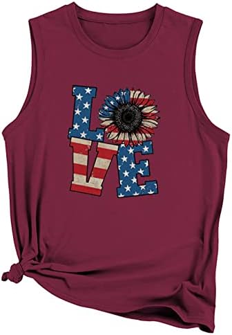 Bejzbol tenkovi Top za žene 4. jula Patriotska košulja američka zastava grafički prsluci povremeni vrhovi
