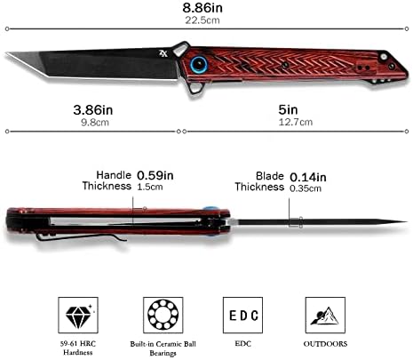ZE & Xuan džepni nož nož.Black DC53 visoki ugljeni čelik, sa džepnim klipnim ručicama. Outdoor kampiranje planinarski