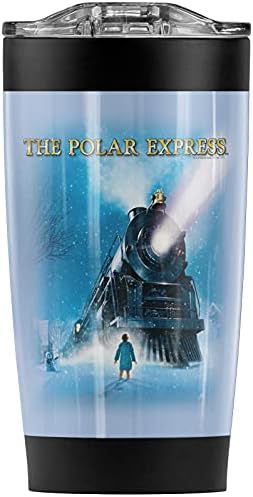 LogVision Polar Express vlak nehrđajući čelik Tumbler 20 oz kafe putni šalica / čaša, vakuum izolirani i dvostruki zid s nepropusnim kliznim poklopcem | Sjajno za topla pića i hladna pića
