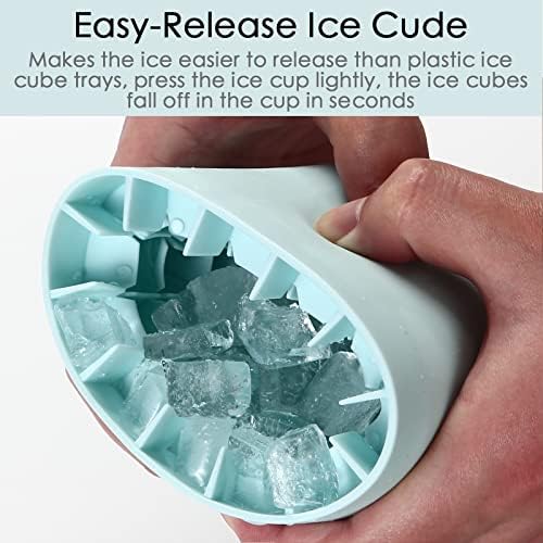 BECEMURU silikonske male posude za kocke leda sa poklopcem, cilindrični kalup za kocke leda za 60 kockica leda, Mini čaša za led za jednostavno oslobađanje za hranu-2 pakovanja