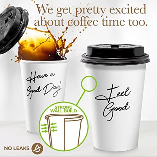 Bijele šoljice za kafu za jednokratnu upotrebu sa poklopcima 16 Oz - to Go papirne šoljice za kafu za topla & hladna pića, kafa, čaj, topla čokolada, voda, sok - Eco Friendly Cups