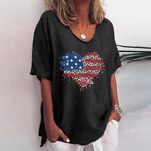 RTRDE ženska košulja 4. jula majica za neovisnost Bluza uzorak okrugli vrat kratkih rukava udobne majice majice