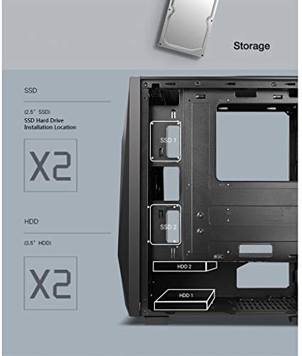 Hdyd ATX Case, mid-Tower PC Gaming Case ATX / M-ATX / ITX-prednji i / o USB 3.0 Port - potpuno