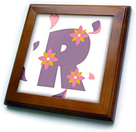 3drose jednostavna slika slova R sa cvjetnim dizajnom-uokvirenim pločicama