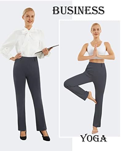 Afitne ženske joge haljine hlače ravno noge rastezljive radne hlače Business ured Ležerne prilike sa džepovima sa patentnim zatvaračem