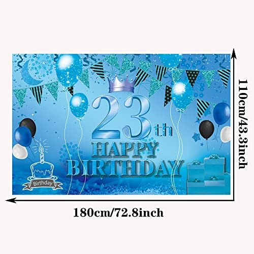 Happy 23th Birthday Backdrop Banner Blue 23th znak Poster 23 birthday party Supplies for Anniversary Photo Booth Photography Background Birthday Party Dekoracije, 72.8 x 43.3 Inch