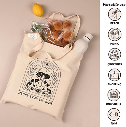Folkulture Platnena torba sa patentnim zatvaračem za žene | 16 x 15, pamuk višekratna torba za namirnice sa džepom, tote torba estetska za muškarce & Teens | Tote Torbe za radna putovanja u kupovinu
