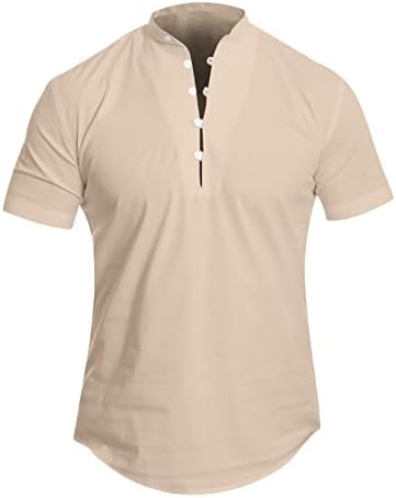 Ljetni muški Casual Shirts muški ljetni čvrsti stalak ovratnik kratki rukav Casual labava košulja