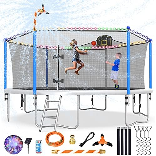 Lyomix 12 14 15 16ft Trampolin, veliki rekreativni trampolin s neto, vanjski trampolin s košarkaškim obručima i ljestvici, dvorište za skakanje na dvorištu, kapacitet za 6-9 djece i odraslih