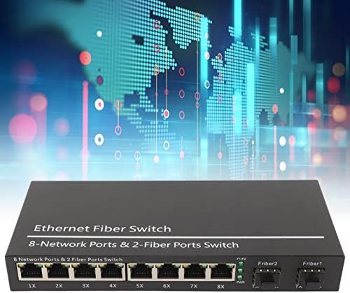 Ashata Gigabit Ethernet prekidač, 2 optička luka 8 Električni priključak SFP Media Switch, efikasan prijenos Ethernet vlakna s RJ45 mrežnom portom, utikačem i reprodukcijom