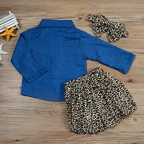 3pcs / set Baby Girl Blue Jeans Majica princeze tulle prekrivanje čipkaste haljine dugih rukava majica s trakom za glavu za Toddler