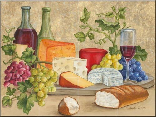 Mural od keramičkih pločica-Vino i sir i-Mary Lou Troutman