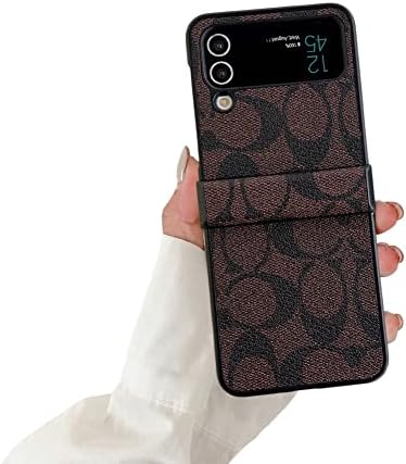 Luksuzna futrola za telefon Samsung Galaxy Z Flip 3 sa zaštitom šarki, otporna na udarce od 180°sklopiva PU kožna navlaka klasičnog dizajna za muškarce i žene puna zaštitna futrola kompatibilna sa Samsung Z Flip 3