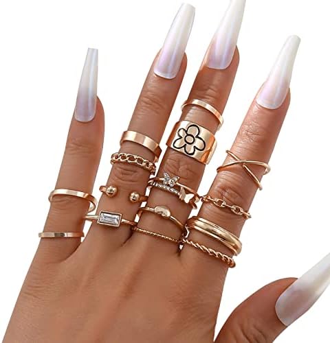 Prstenje za vjenčanje i angažman 15pcs Ženske boemske prstenove prstenovi set gem kristalni prstenovi zglobni čvorovi prstenovi za tinejdžere