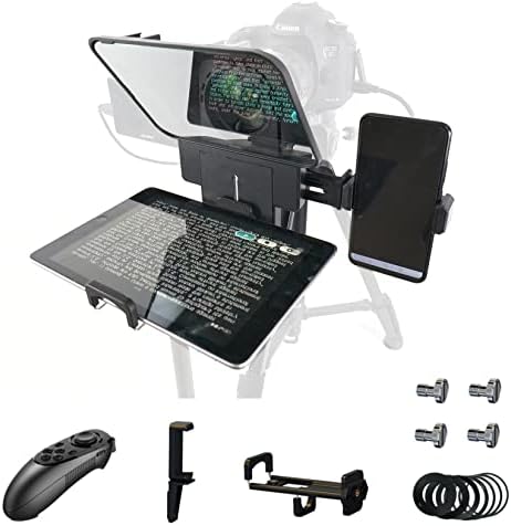 Owon Portable Teleprompter, 11 Podiv Teleprompter s daljinskim upravljačem i aplikacijom, dvostrukim dizajnom za hlađenje, podržavaju DSLR kameru i video zapise mobilnog telefona za govor intervjua za prijenos uživo