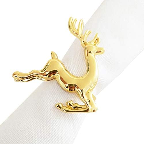 Cabilock 2pcs Golden Reindeer prstena za salvetu za božićne praznike Prsteni za salvete