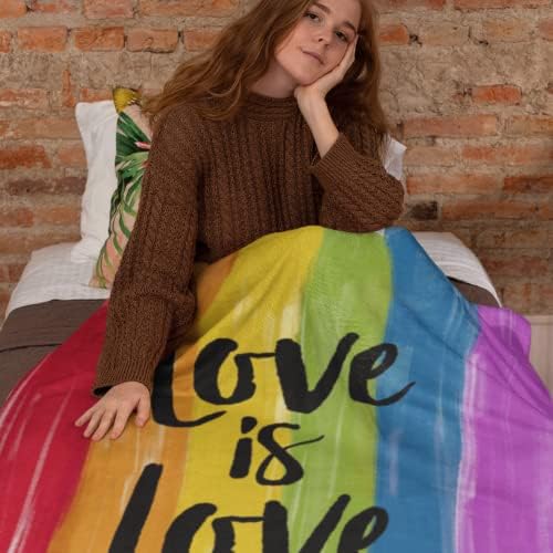 LFMU Pride Rainbow Flannel Blaket Love je ljubav LGBT zajednice Super mekano ugodno bacanje premium fleece 60 x 80, za kauč, krevet, kampovanje, putovanje