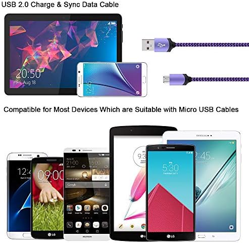 USB blok za punjenje, utikač za punjenje+6ft mikro USB kabl Android brzi punjač kompatibilan sa Samsung Galaxy S7 S6 Edge J8 J6 J5 J4 J3 J2 J7 V/Sky Pro/Crown/Star/Refine, LG Stylus 3/Stylo 3 2, Kindle fire