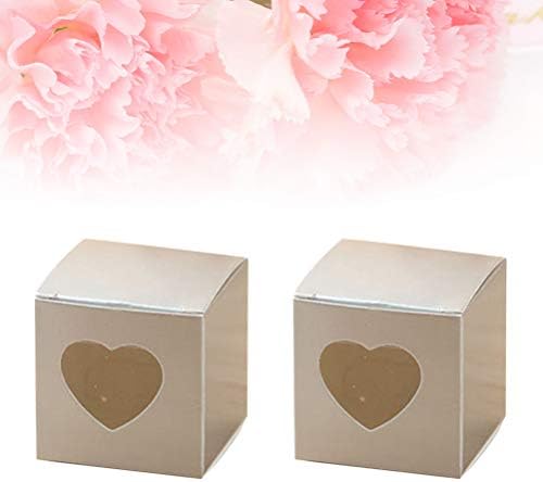UPKOCH 50 kom kvadratne Kraft papirne kutije za bombone PVC prozirni prozor u obliku srca Cupcake Favor