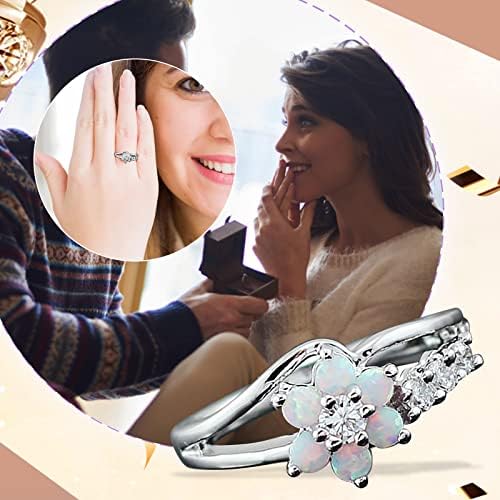 Vintage Exquisite Dame Ring Pink Bijeli Opal cirkon prsten bakreni prsten ženski ženski vintage prstenovi