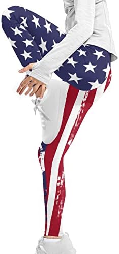 Jndtueit USA Flag devojke maslačke mekane joge hlače, visoki struk TUMMIJA TUMMIJA Work Work, ne vidi kroz