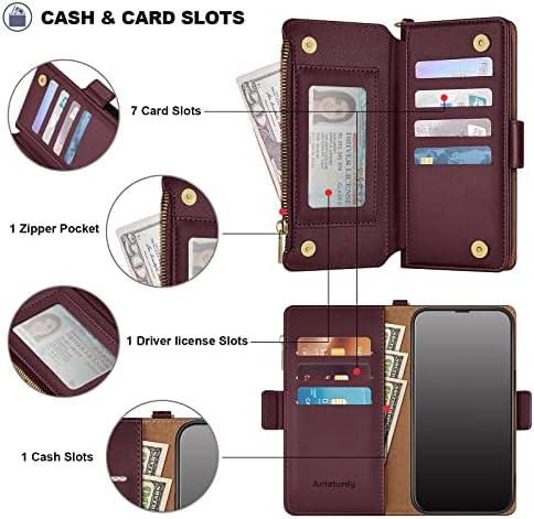 Antsturdy za OnePlus Nord N200 5G 5G novčanik slučaj 【RFID Blokiranje】【Zipper Poket】【7 Slot za