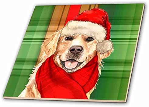 3drose Bold Holiday Plaid i Zlatni retriver Božić pas-pločice