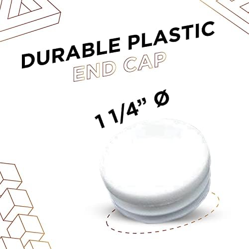 Prescott Plastics 1.25 inčni okrugli plastični utikač, bijeli završni poklopac za metalne cijevi,