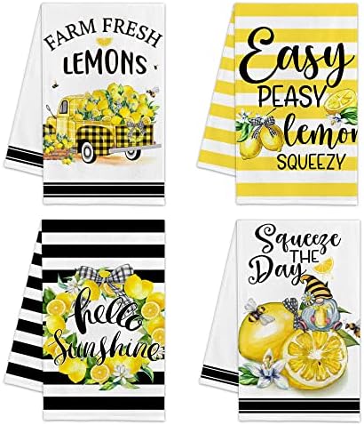 Hexagram Kuhinjski ručnici s limunom-proljeće ljeto smiješni Kuhinjski ručnici za suđe Set