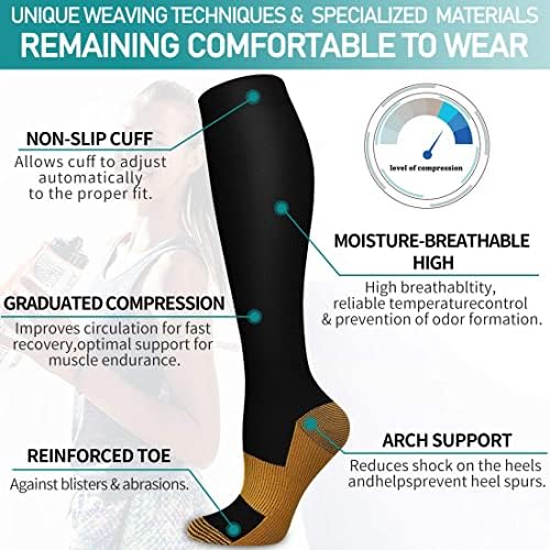 Ohladite bakrene čarape za kompresiju za žene i muškarce - najbolju podršku za trčanje, atletik, sestrinstvo,