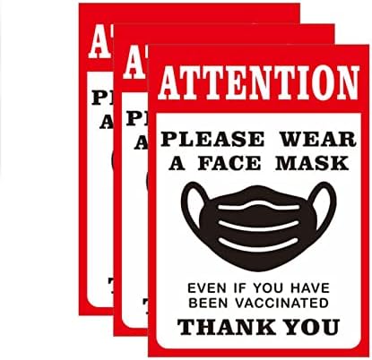 3 kom, nosite masku za lice potrebne znakove za kupce naljepnice za kupce, 11,8 x 8,3 inča, maska