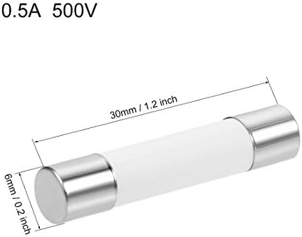 Uxcell keramički uložak osigurači 0.5a 500V 6x30mm Zamjena brzine za stereo audio alarm pojačalo keramičke osigurače 5pcs