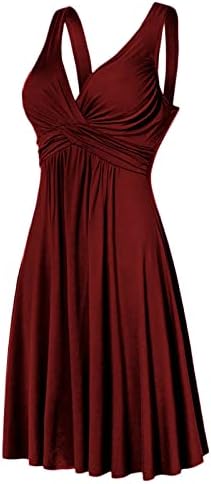 Ženska vintage dresana koktel haljina V Ret bez rukava ljetna haljina za zabavu Criss Cross Retro Solid Color