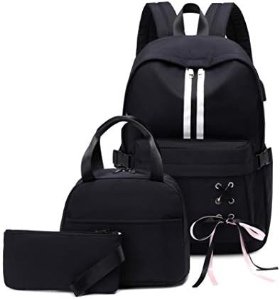 Joymoze Girl Laptop ruksak set s torbom za ručak i torbicom za olovke crne boje