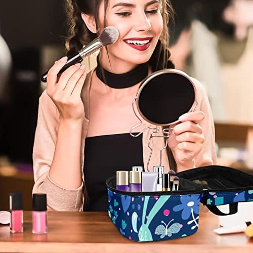 Plava šuma za životinjsko stablo cvjetni uzorak šminke za šminku Travel Kozmetičke vrećice za žene Djevojke Zipper Touch Organizator šminke