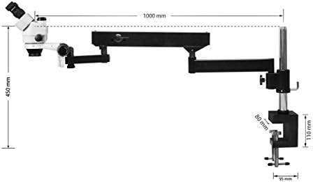 Vision Scientific VS-8FZ-IFR07-3n Simul-fokalni Trinokularni Zoom Stereo mikroskop,10x WF, 3.5 x-90x uvećanje, 0.5 X & amp; 2x pomoćna sočiva, stalak za stezaljke stuba zglobne ruke, 3.0 MP digitalna kamera okulara