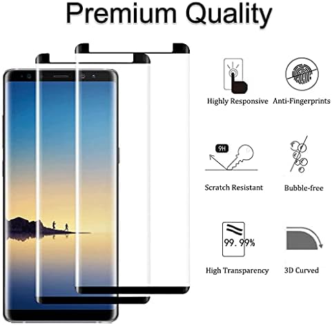 Micger Galaxy Note 8 zaštitnik ekrana 【2+2 pakovanje】 sa 2 paketa štitnikom za sočiva kamere, jednostavna instalacija, 3d staklo zakrivljeno potpuno pokrivanje 9H tvrdo kaljeno staklo Zaštita ekrana za Samsung Galaxy Note 8