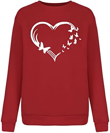 Oplxuo ženske Casual Crewneck dukserice Valentinovo Print pulover dugi rukavi trendi udobna bluza